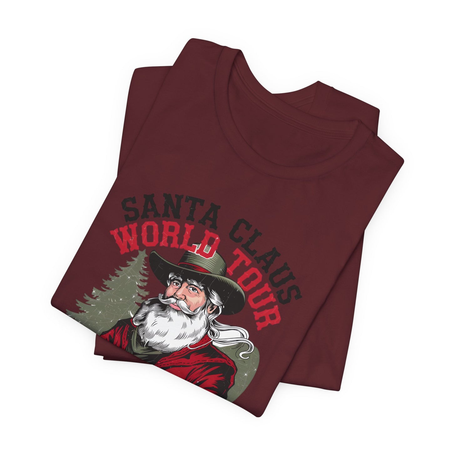 Santa Claus World tour Unisex Jersey Short Sleeve Tee - sizes S - 3X - Rocking around the Christmas Tree