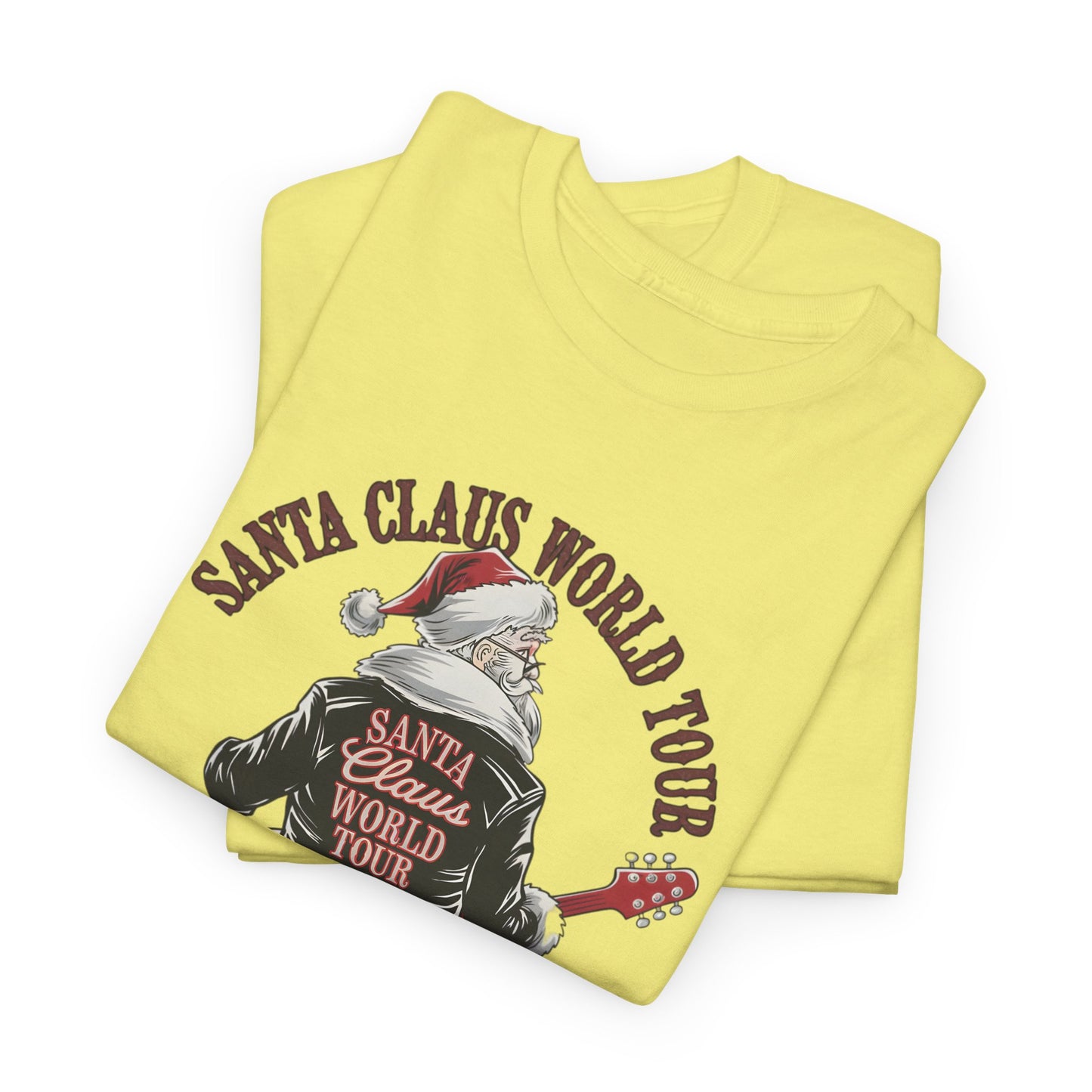 Santa Claus World Tour Unisex Heavy Cotton Tee - sizes S - 3X - Rocking around the Christmas Tree