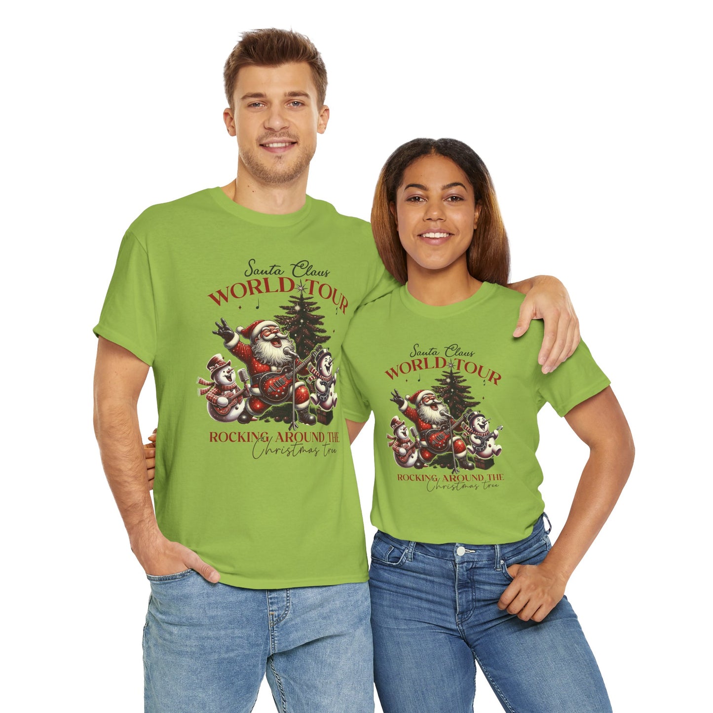Santa Rocking around the Christmas Tree Unisex Heavy Cotton T-shirt - size S - 5X