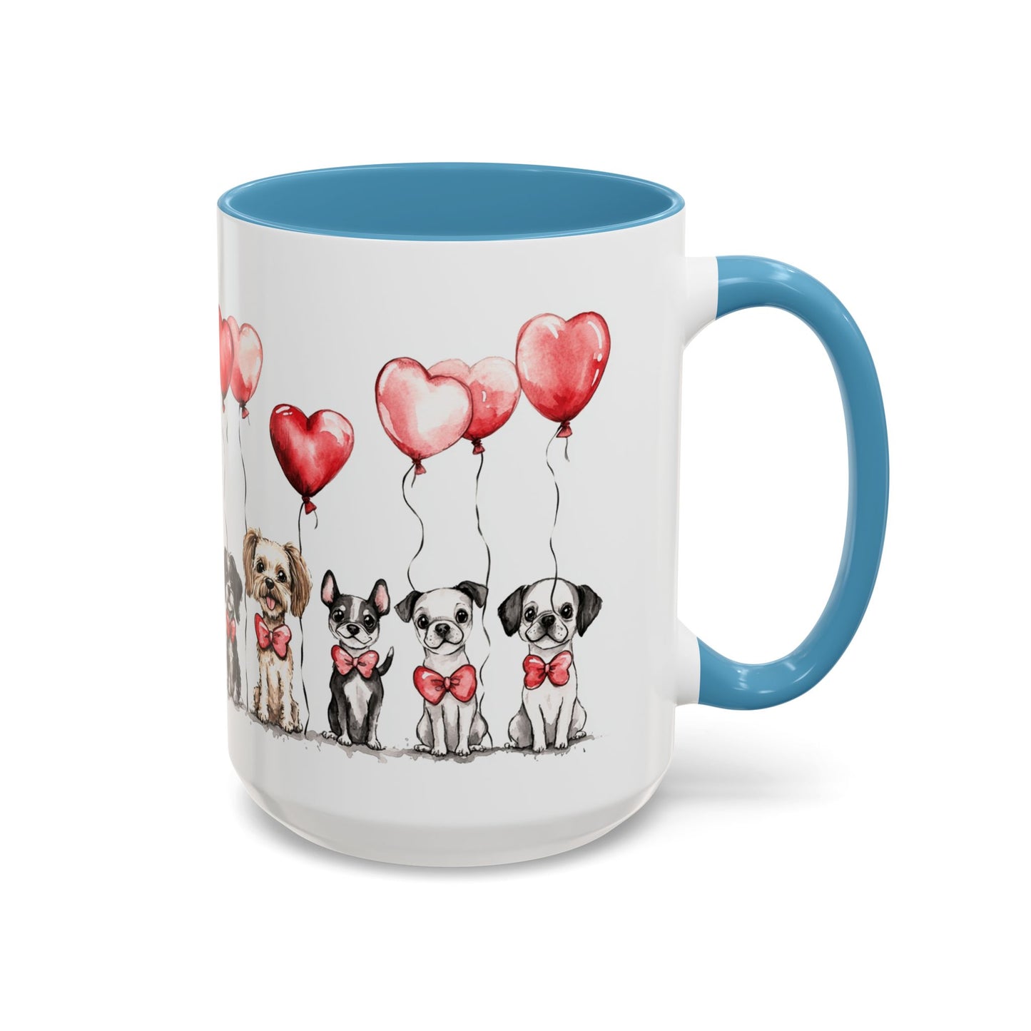 Coffee Mug - Puppy Love Valentine's Day, Cute Dogs and Heart Balloons, 11oz and 15oz, Ceramic