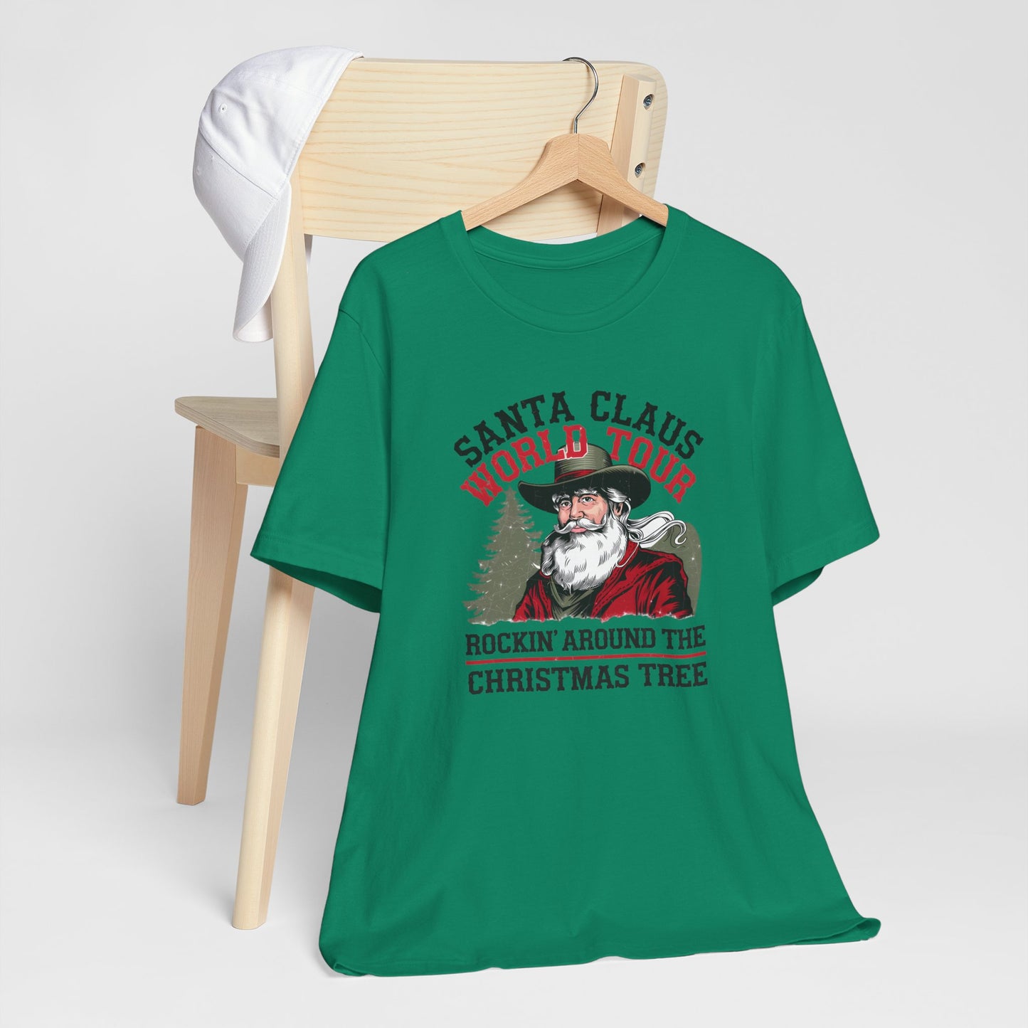 Santa's World Tour Rocking around the Christmas Tree Unisex Jersey Short Sleeve Tee - sizes S - 3X