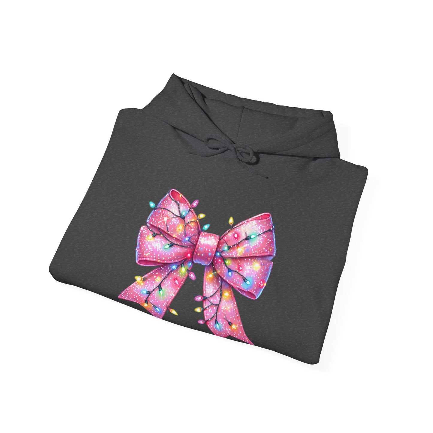Pink Christmas Bow Heavy Blend Hoodie - Festive Unisex Sweatshirt - sizes S - 5X