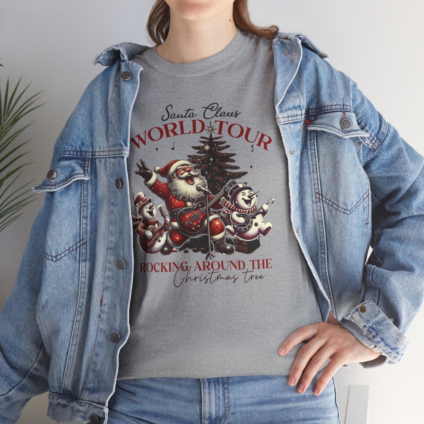 Santa Rocking around the Christmas Tree Unisex Heavy Cotton T-shirt - size S - 5X