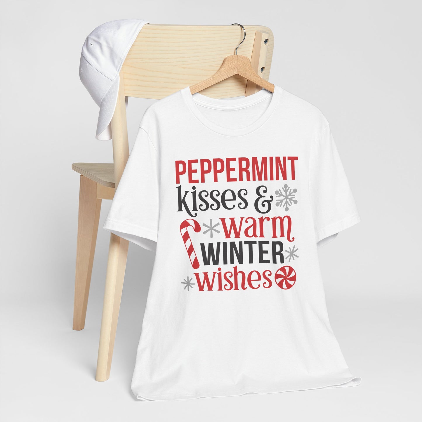 Peppermint Kisses and Warm Winter wishes Unisex Jersey Short Sleeve T-shirt - sizes S - 3X
