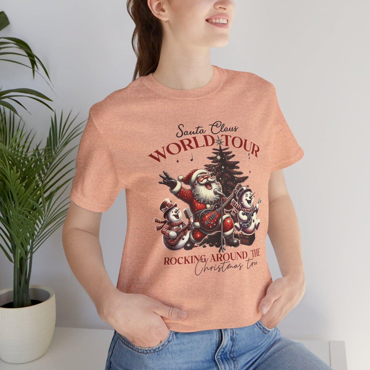 Santa Rocking Around the Christmas Tree Unisex Jersey Short Sleeve T-shirt - sizes S - 3X