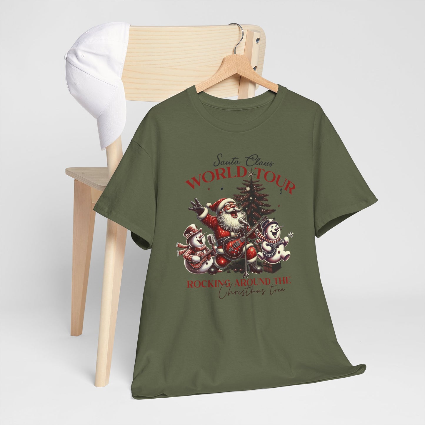 Santa Rocking around the Christmas Tree Unisex Heavy Cotton T-shirt - size S - 5X