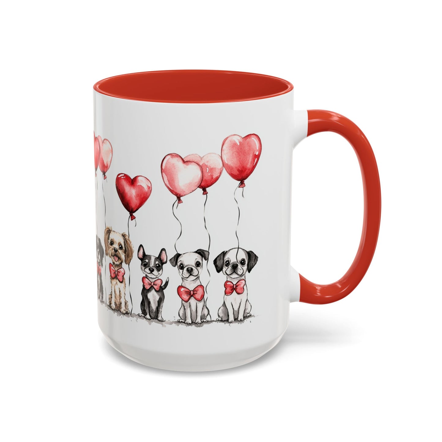 Coffee Mug - Puppy Love Valentine's Day, Cute Dogs and Heart Balloons, 11oz and 15oz, Ceramic