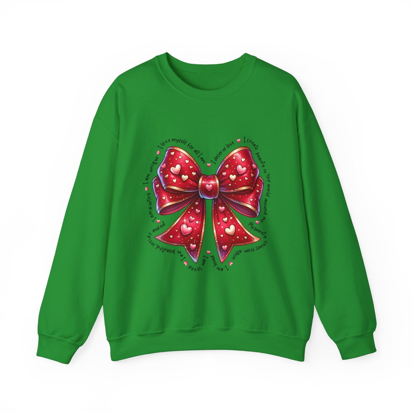 Bow Unisex Heavy Blend Crewneck Sweatshirt - Valentine's Day Warm & Cozy Girly Design