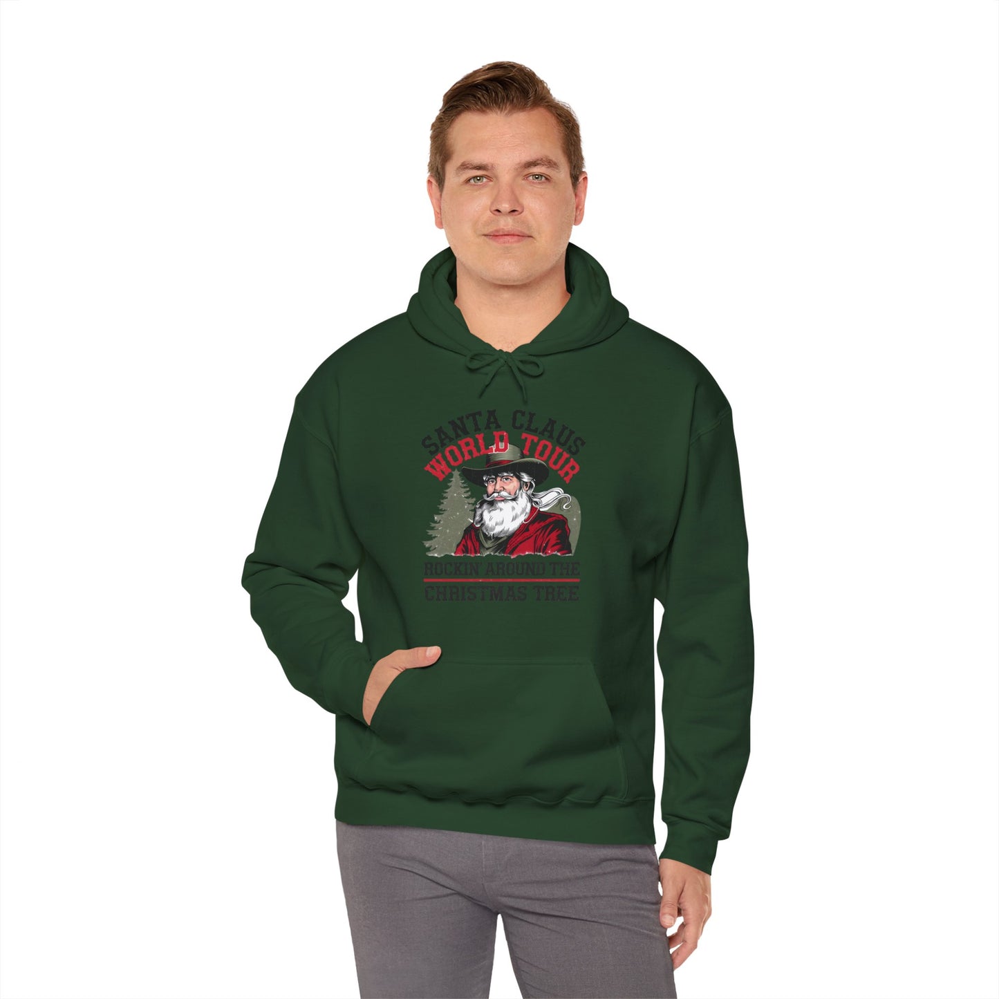 Santa Claus World Tour Unisex Heavy Blend™ Hooded Sweatshirt - sizes S - 3X - Rocking Around the Christmas Tree