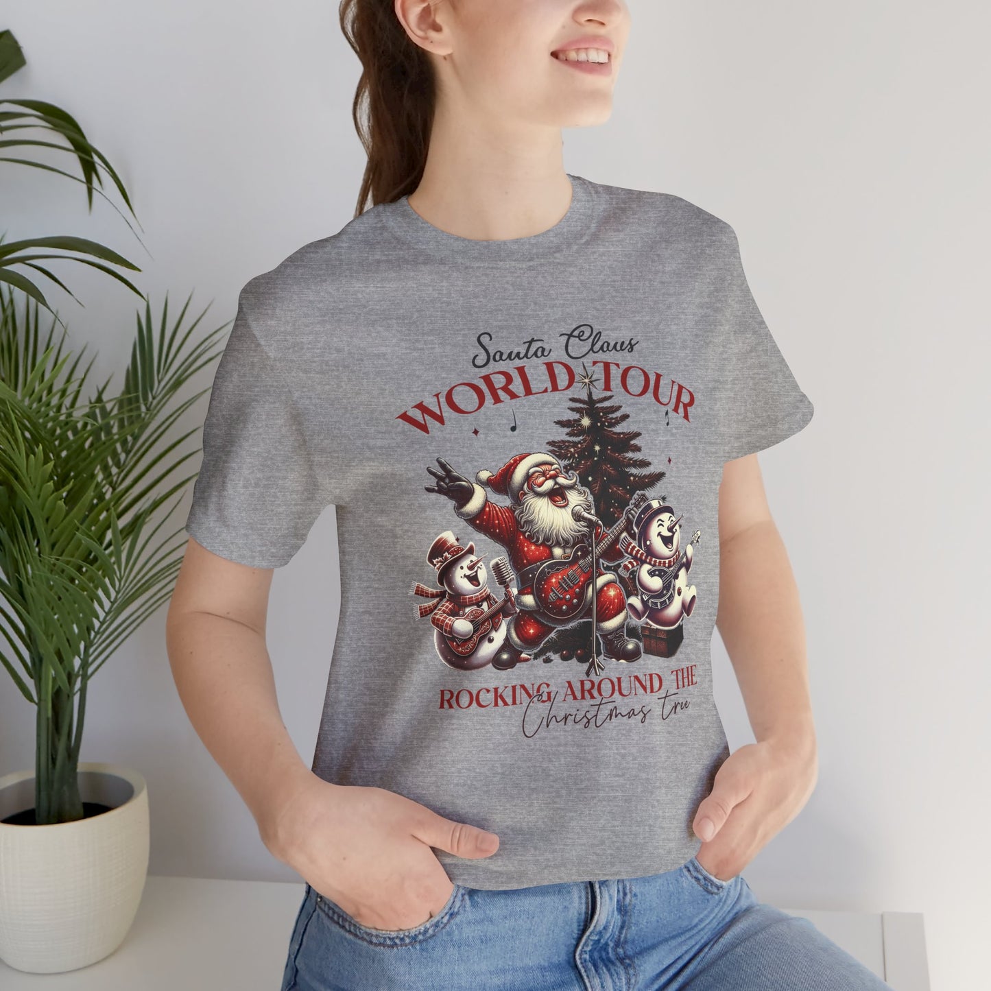 Santa Rocking Around the Christmas Tree Unisex Jersey Short Sleeve T-shirt - sizes S - 3X