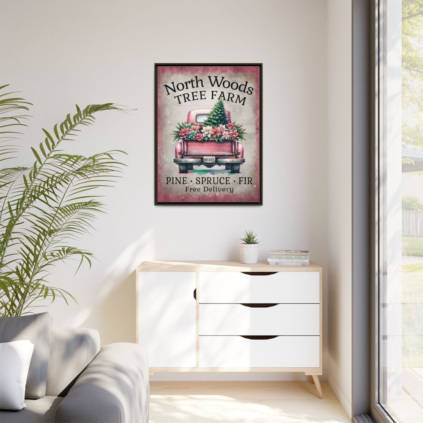 North Woods Tree Farm Matte Canvas, Framed (Multi-color)