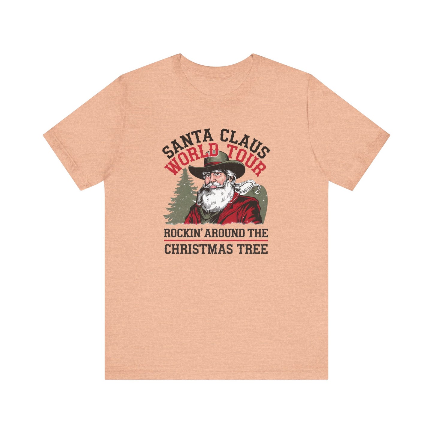 Santa's World Tour Rocking around the Christmas Tree Unisex Jersey Short Sleeve Tee - sizes S - 3X