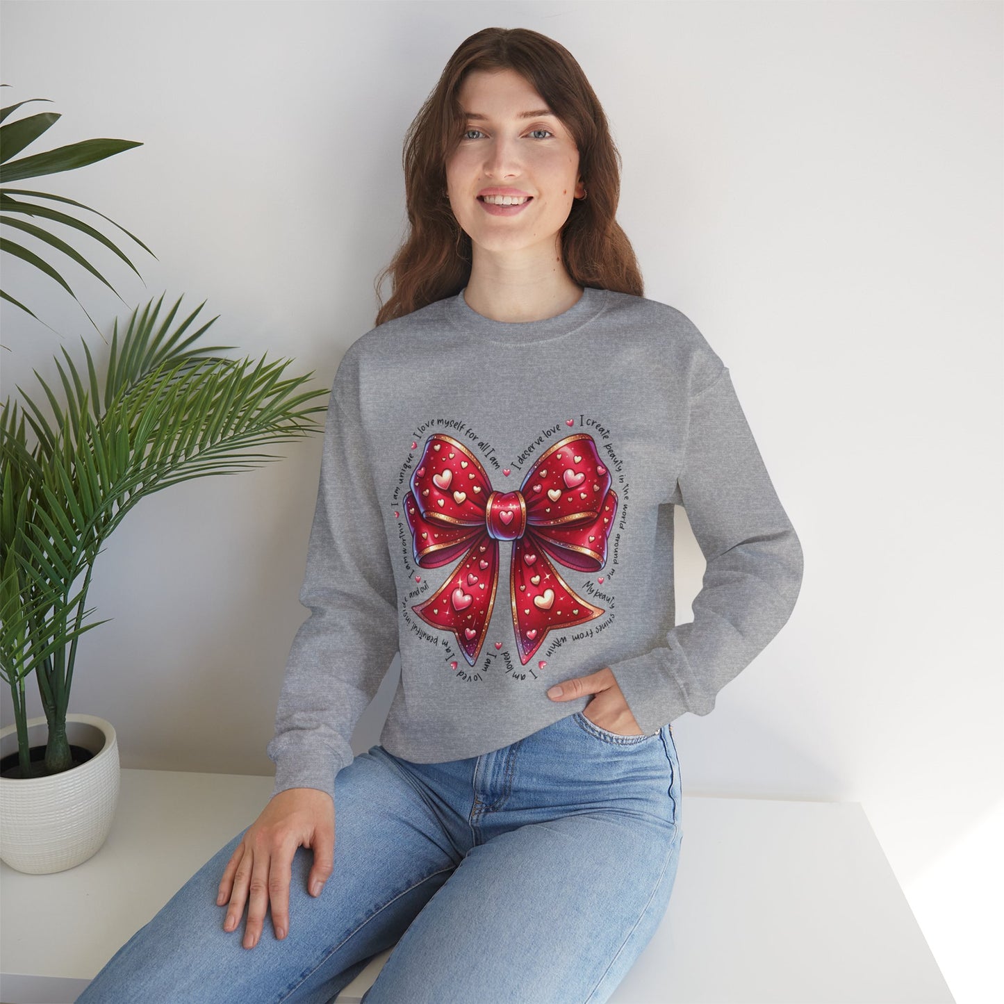 Red Bow Crewneck Sweatshirt - Valentine's Day Gift