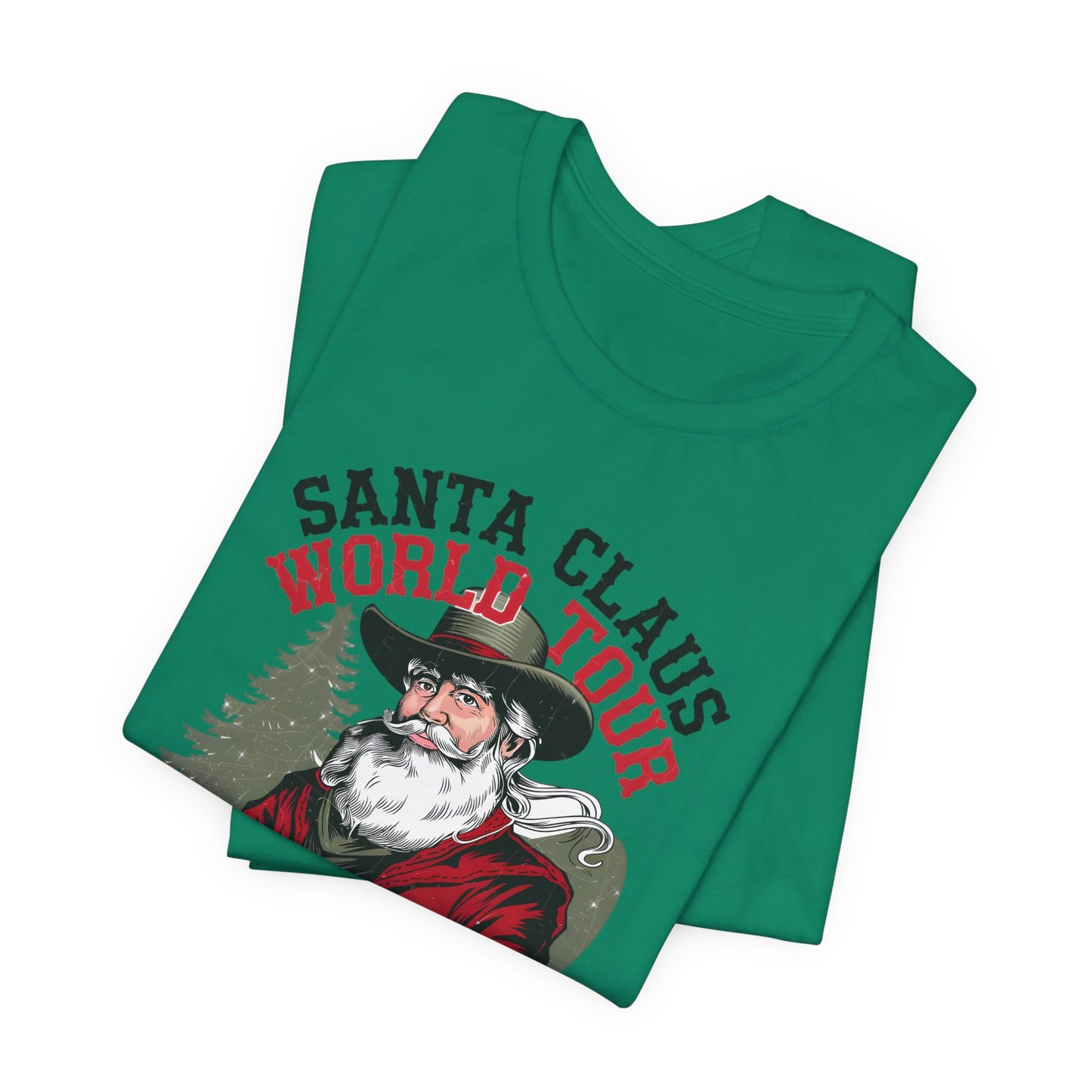 Santa Claus World tour Unisex Jersey Short Sleeve Tee - sizes S - 3X - Rocking around the Christmas Tree
