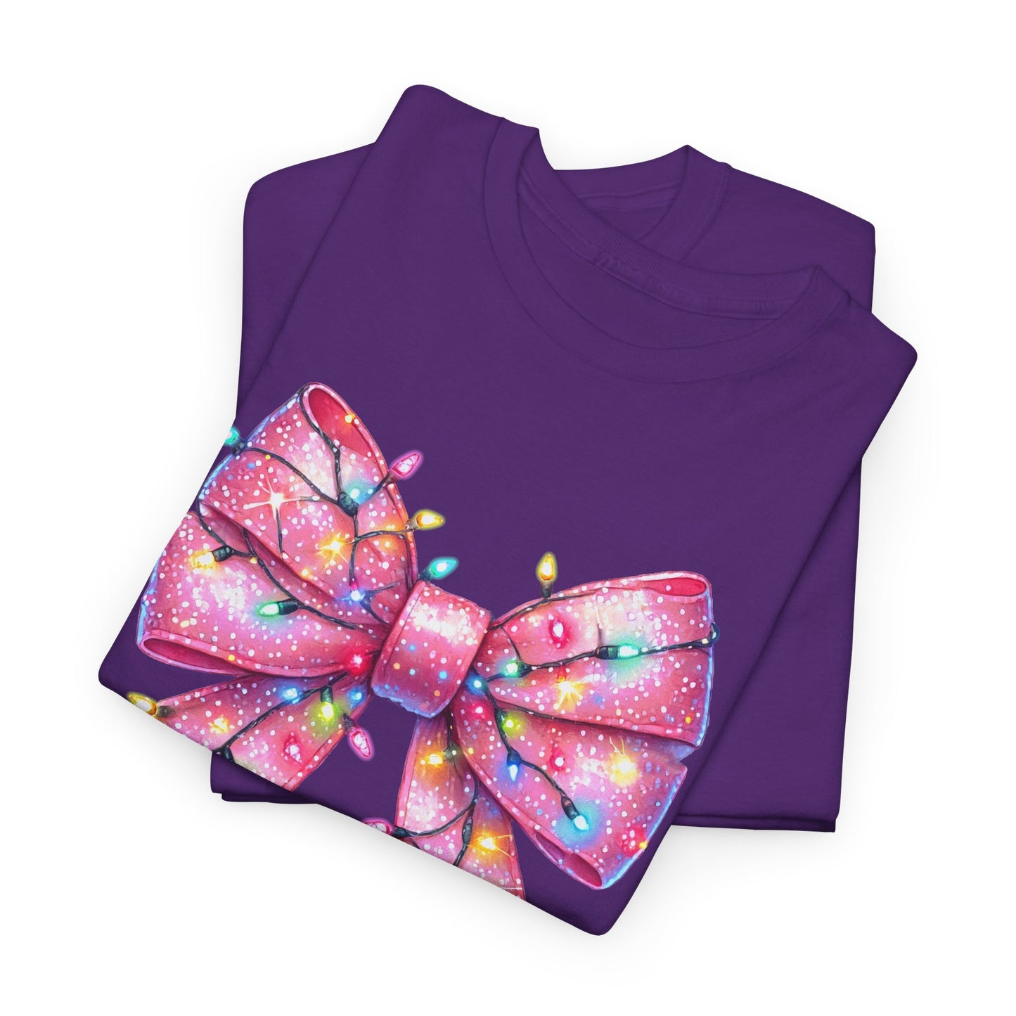 Pink Christmas Bow with lights Unisex Heavy Cotton Tee - sizes S - 5X