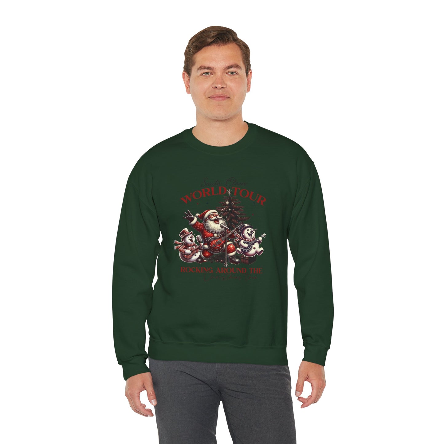 Santa Rocking Around the Christmas Tree Unisex Heavy Blend™ Crewneck Sweatshirt - size S - 3X