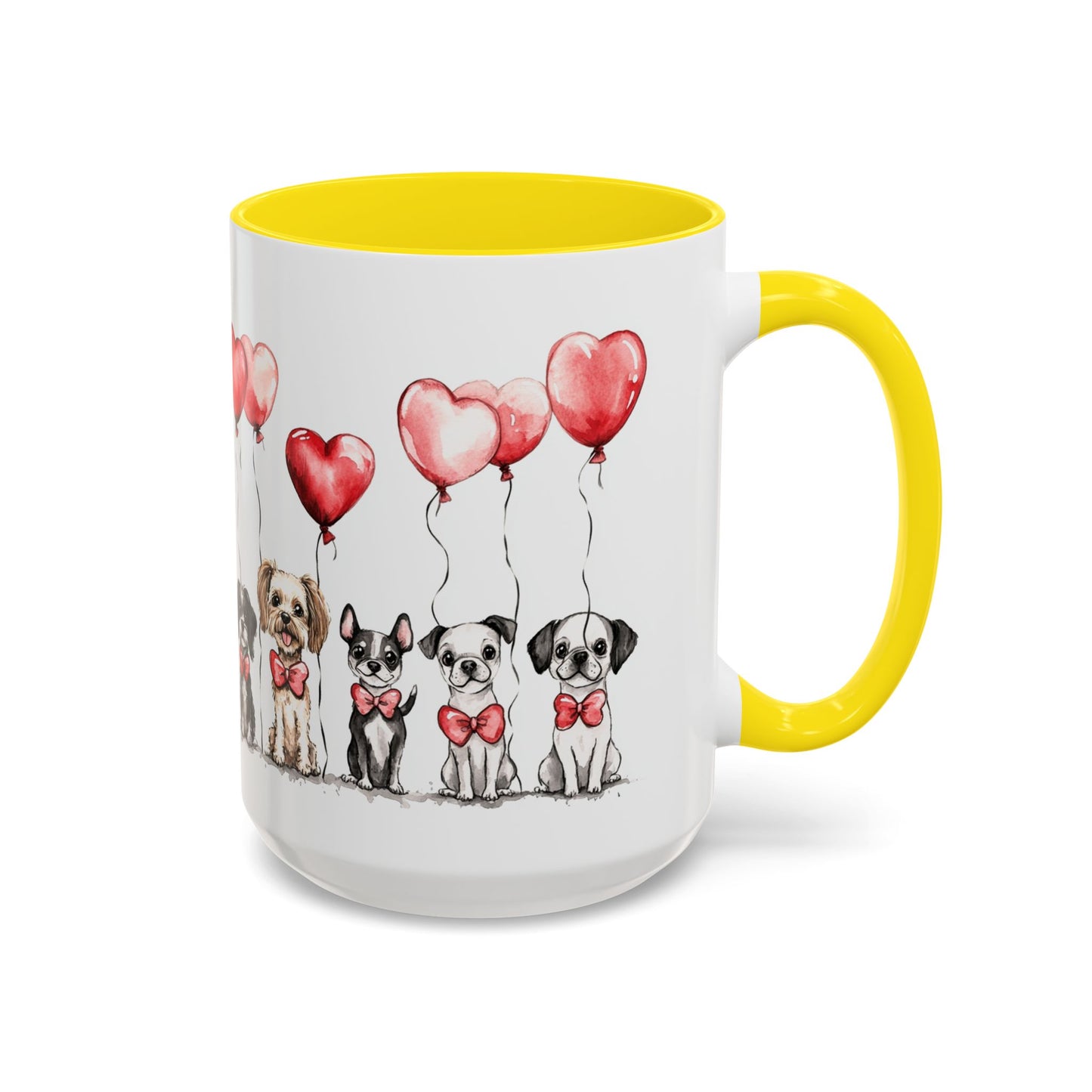 Coffee Mug - Puppy Love Valentine's Day, Cute Dogs and Heart Balloons, 11oz and 15oz, Ceramic