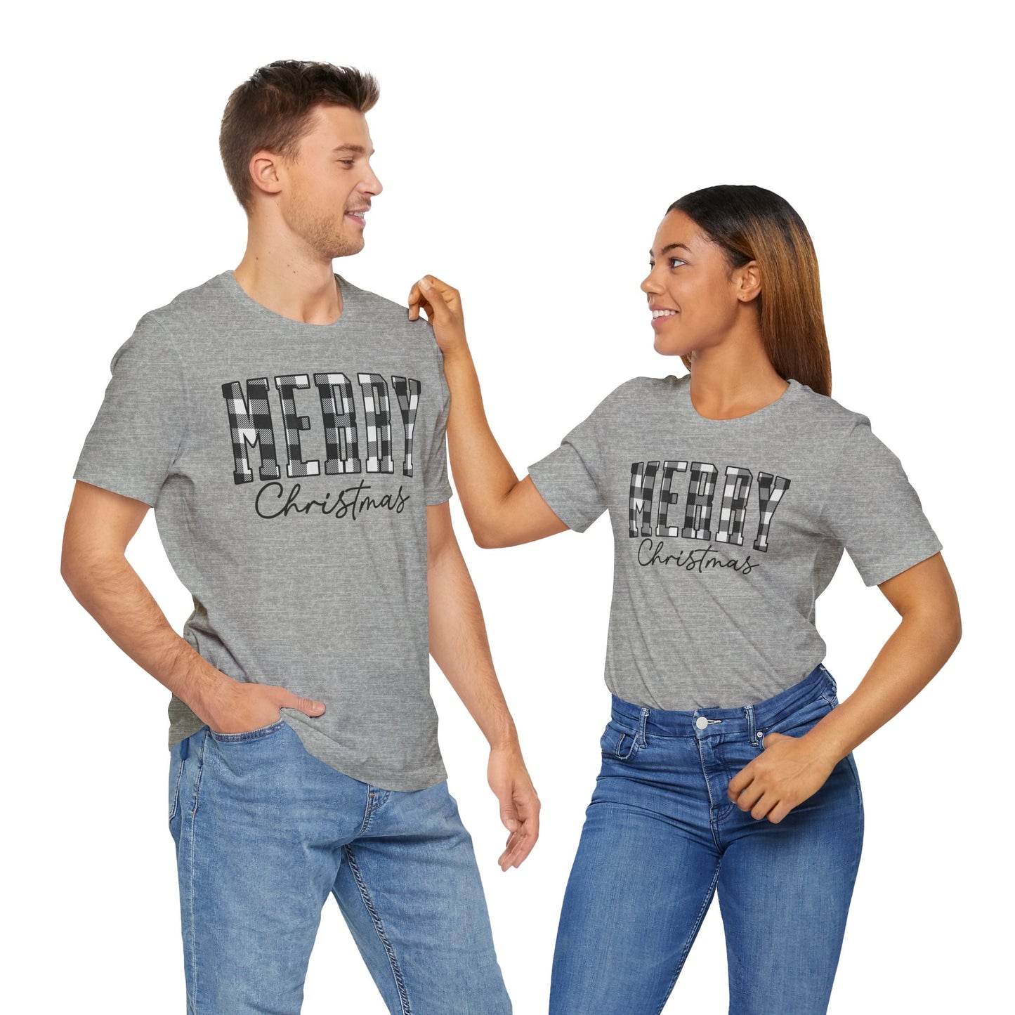 Buffalo plaid Merry Christmas Unisex Jersey Short Sleeve Tee - sizes S - 3X