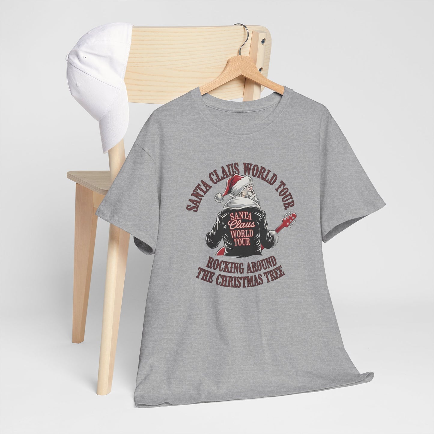 Santa Claus World Tour Unisex Heavy Cotton Tee - sizes S - 3X - Rocking around the Christmas Tree