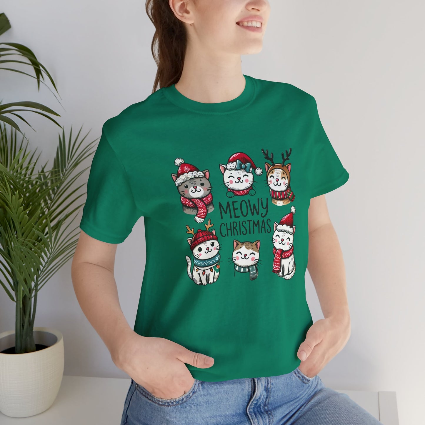 Meowy Christmas Unisex Jersey Short Sleeve Tee - size S - 3X