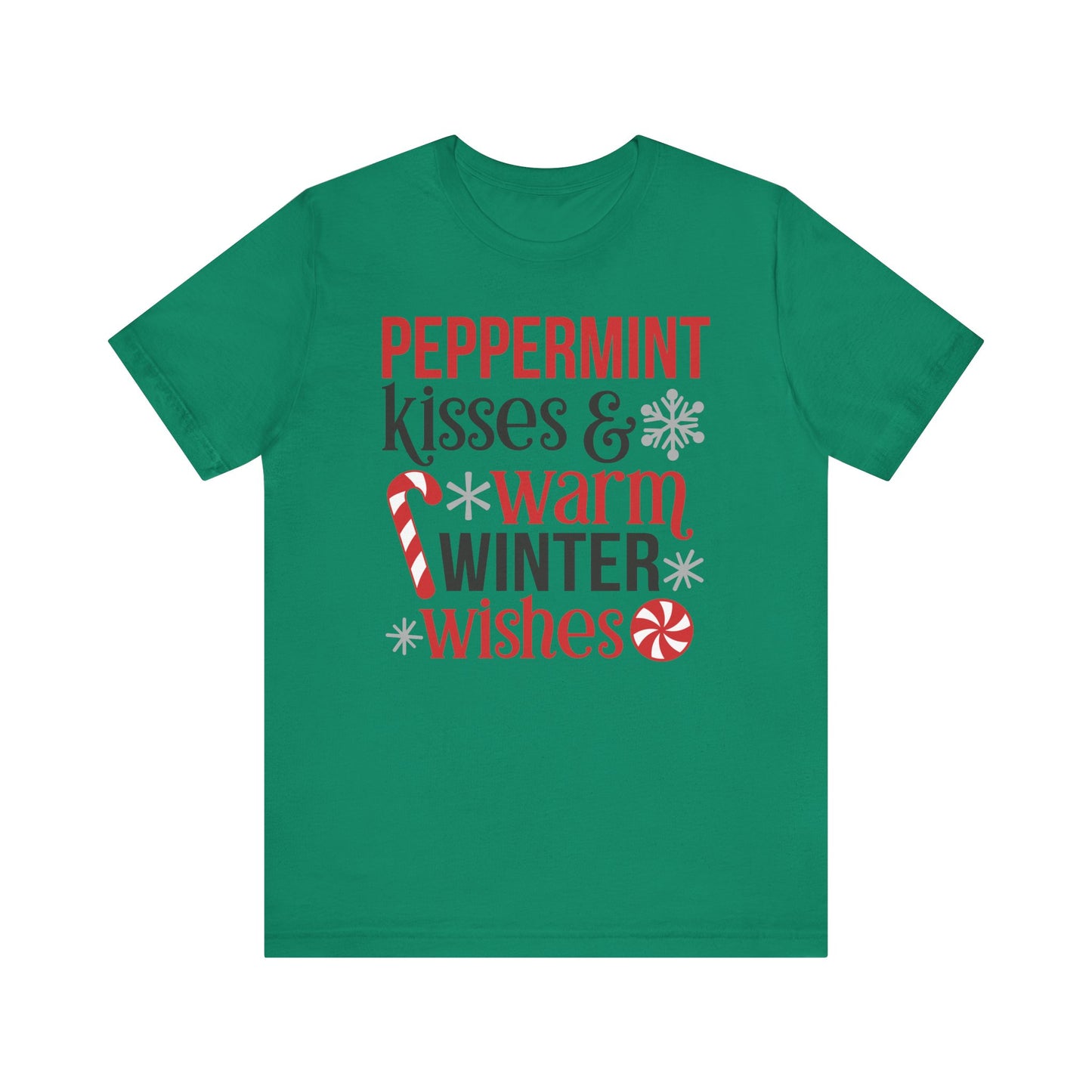 Peppermint Kisses and Warm Winter wishes Unisex Jersey Short Sleeve T-shirt - sizes S - 3X