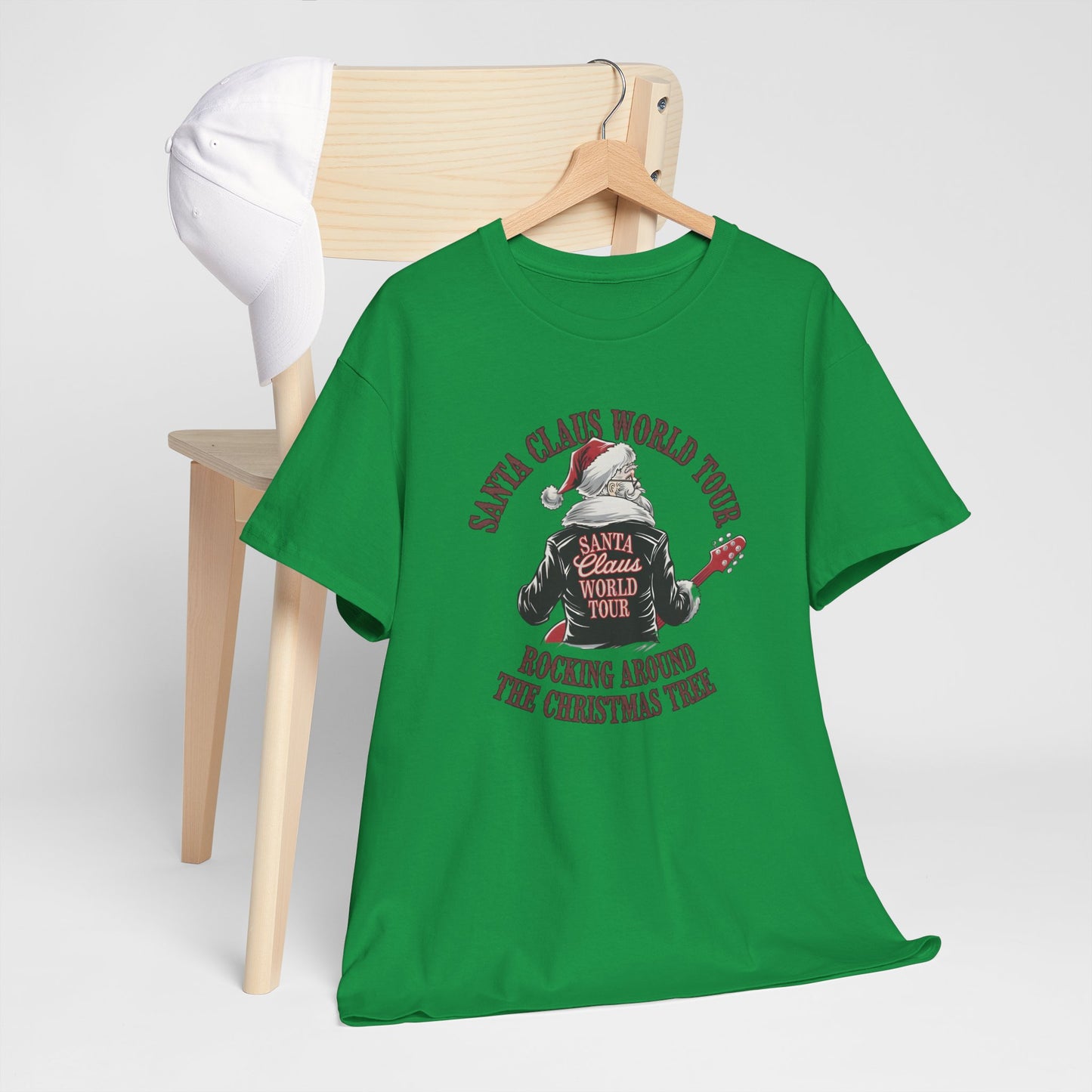 Santa Claus World Tour Unisex Heavy Cotton Tee - sizes S - 3X - Rocking around the Christmas Tree