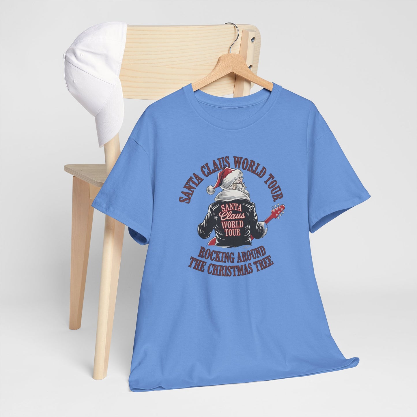 Santa Claus World Tour Unisex Heavy Cotton Tee - sizes S - 3X - Rocking around the Christmas Tree