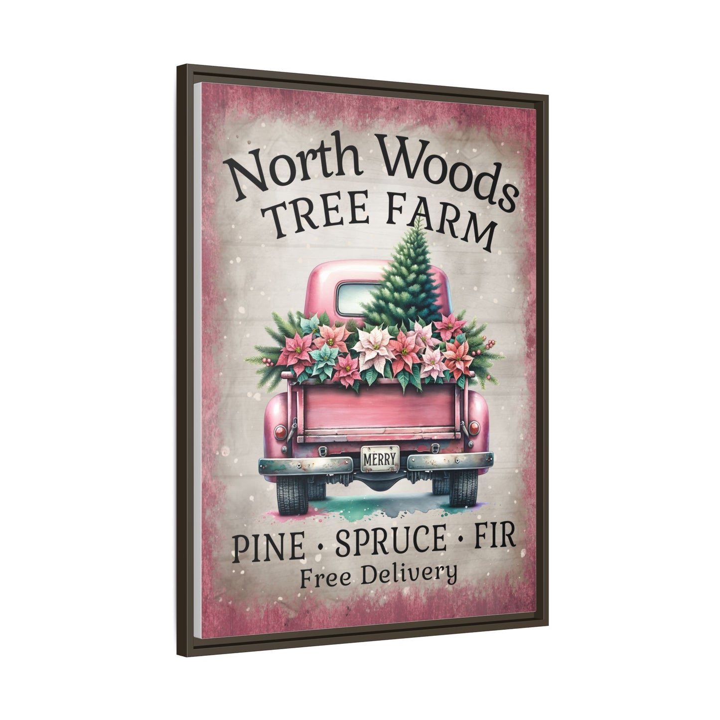 North Woods Tree Farm Matte Canvas, Framed (Multi-color)