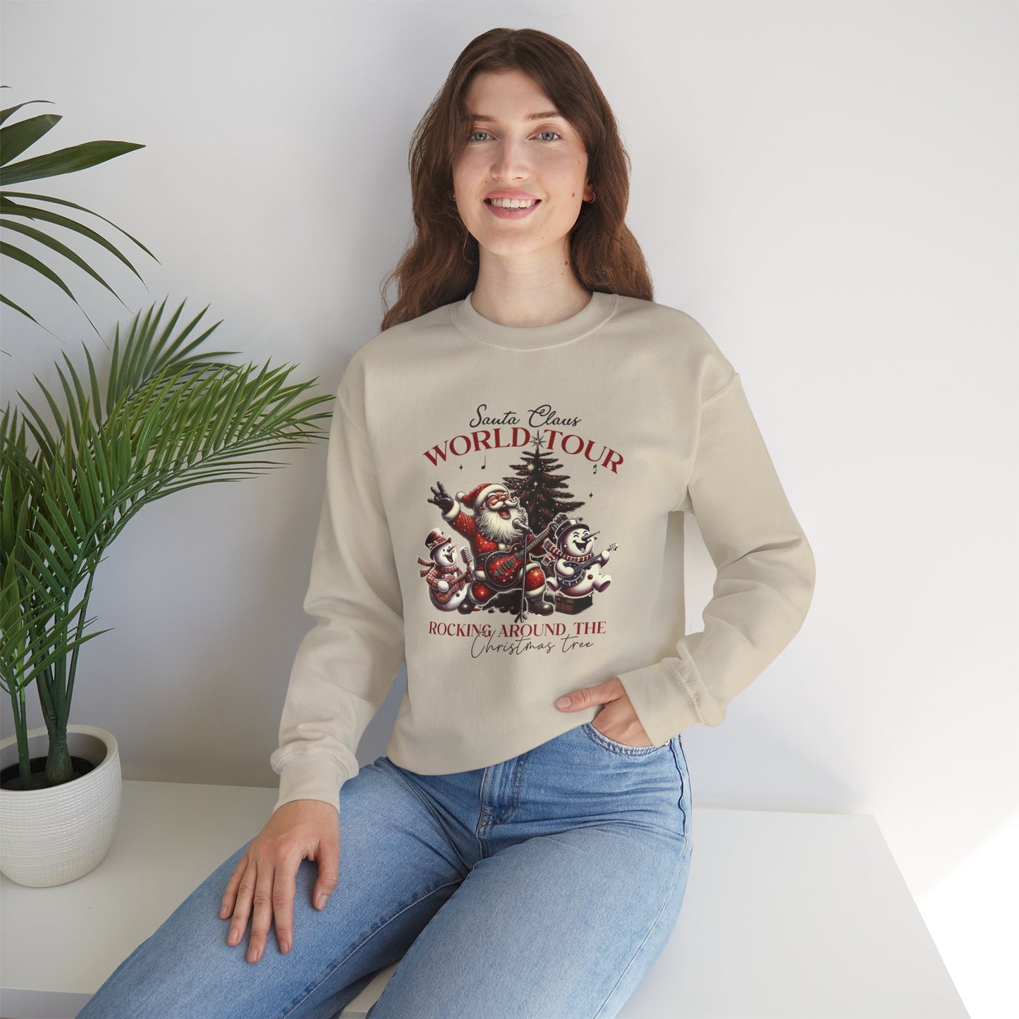 Santa Rocking Around the Christmas Tree Unisex Heavy Blend™ Crewneck Sweatshirt - size S - 3X