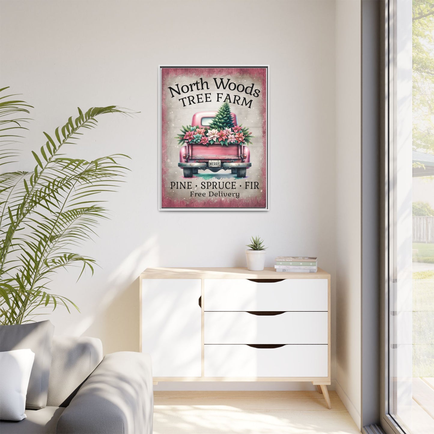 North Woods Tree Farm Matte Canvas, Framed (Multi-color)