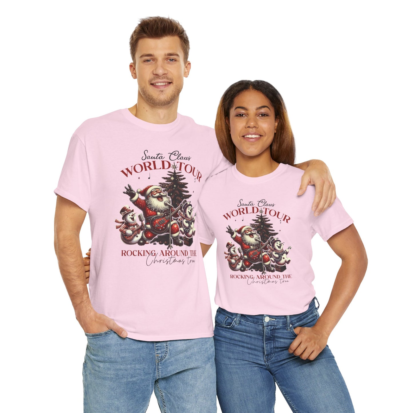 Santa Rocking around the Christmas Tree Unisex Heavy Cotton T-shirt - size S - 5X