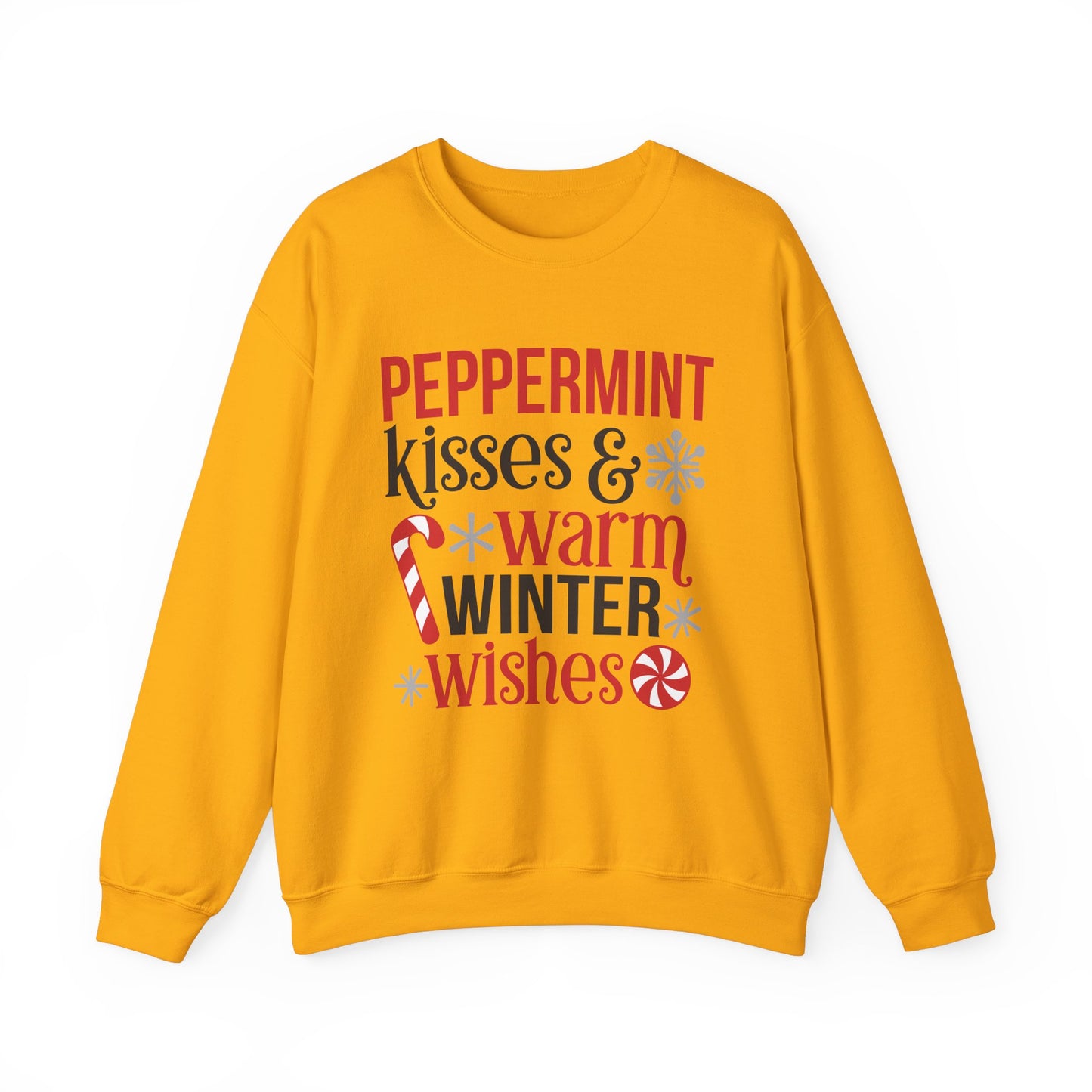 Peppermint Kisses and Warm Winter Wishes Unisex Heavy Blend™ Crewneck Sweatshirt - sizes S - 3X