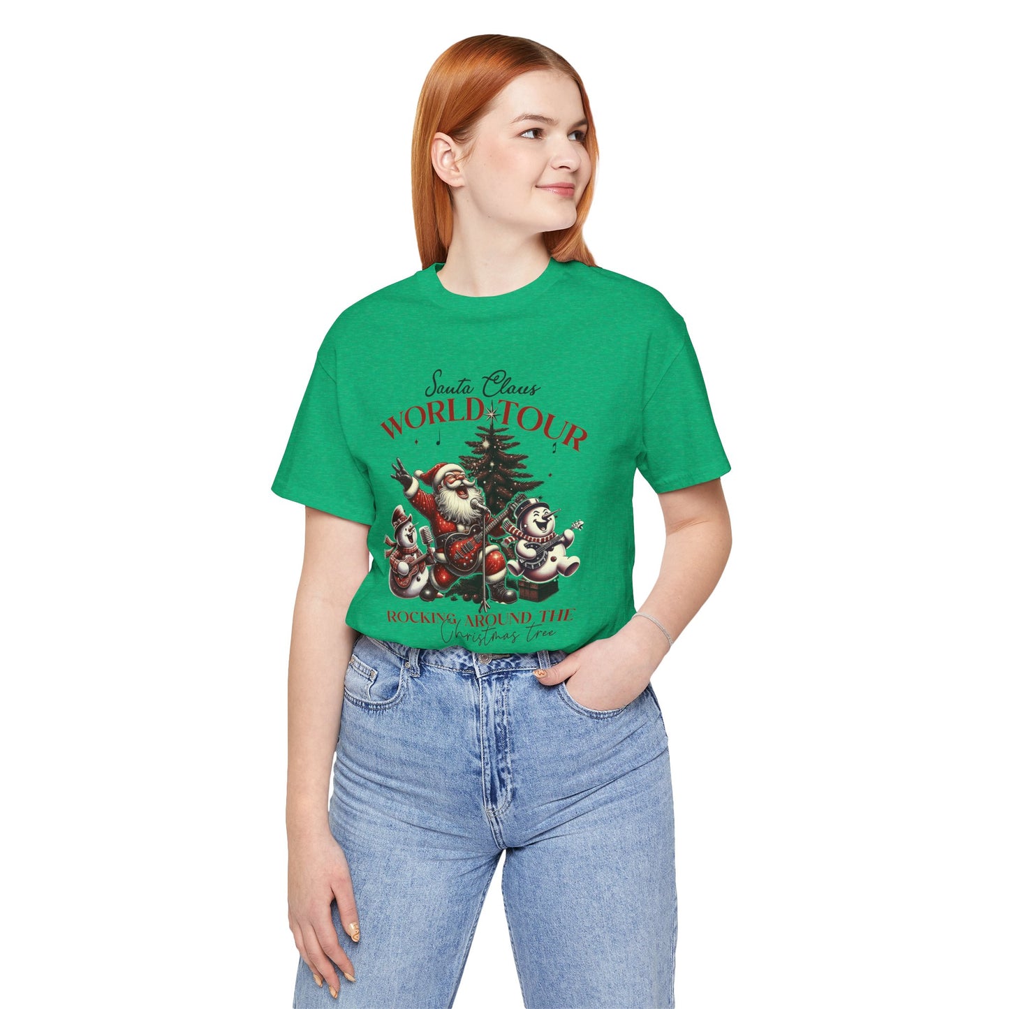 Santa Rocking Around the Christmas Tree Unisex Jersey Short Sleeve T-shirt - sizes S - 3X