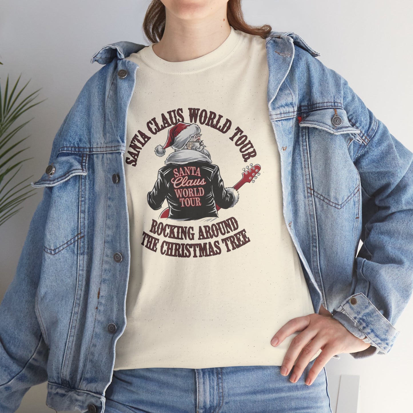 Santa Claus World Tour Unisex Heavy Cotton Tee - sizes S - 3X - Rocking around the Christmas Tree