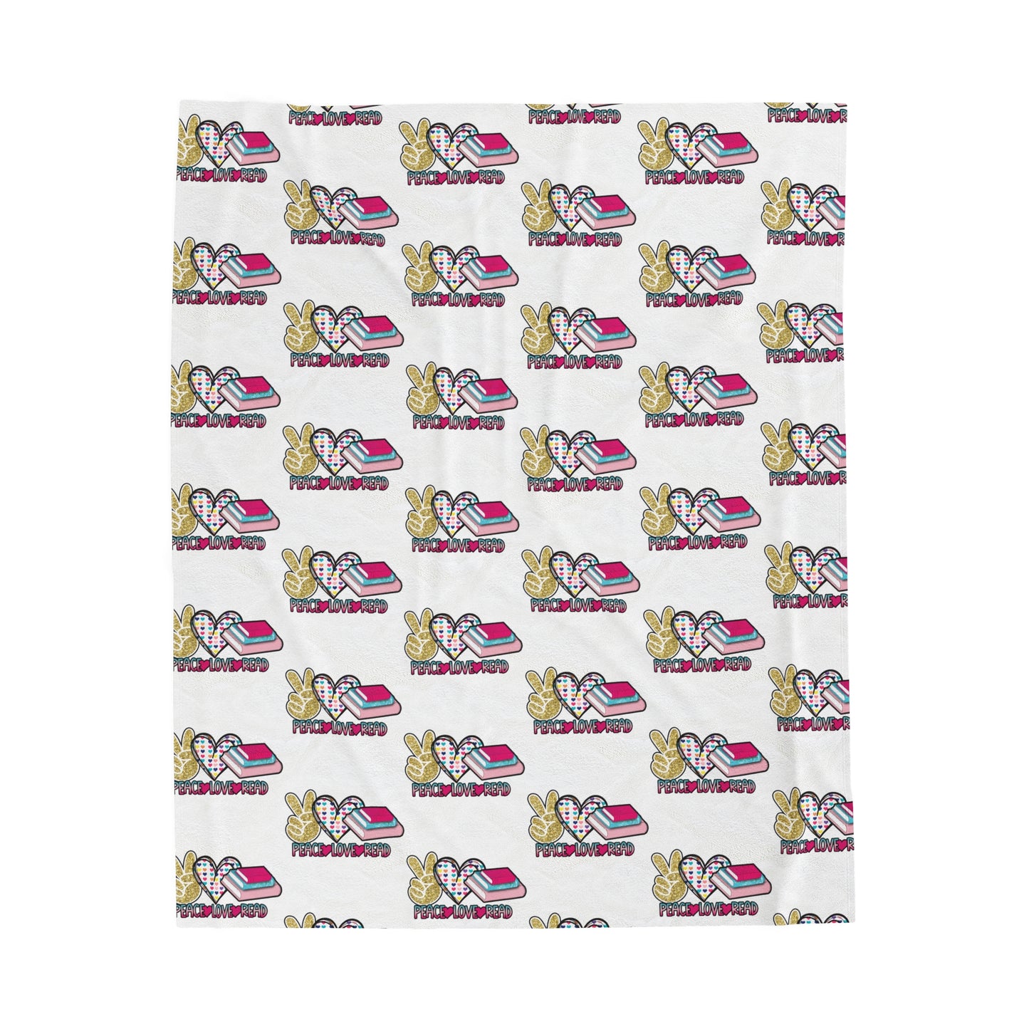 Peace, Love, Read Velveteen Plush Blanket