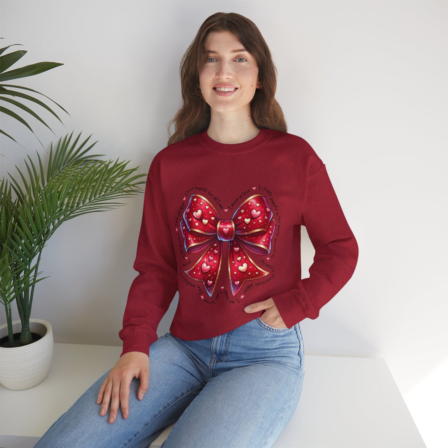 Red Bow Crewneck Sweatshirt - Valentine's Day Gift