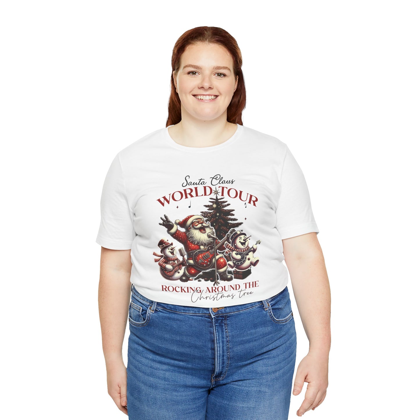 Santa Rocking Around the Christmas Tree Unisex Jersey Short Sleeve T-shirt - sizes S - 3X