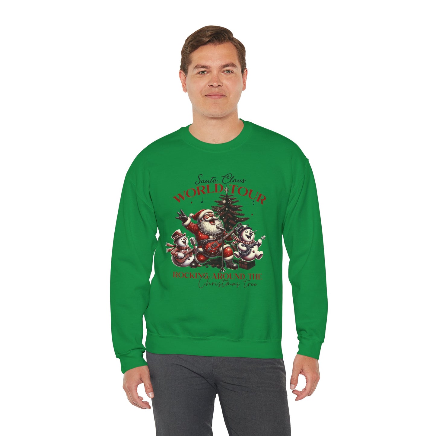 Santa Rocking Around the Christmas Tree Unisex Heavy Blend™ Crewneck Sweatshirt - Size S - 5X