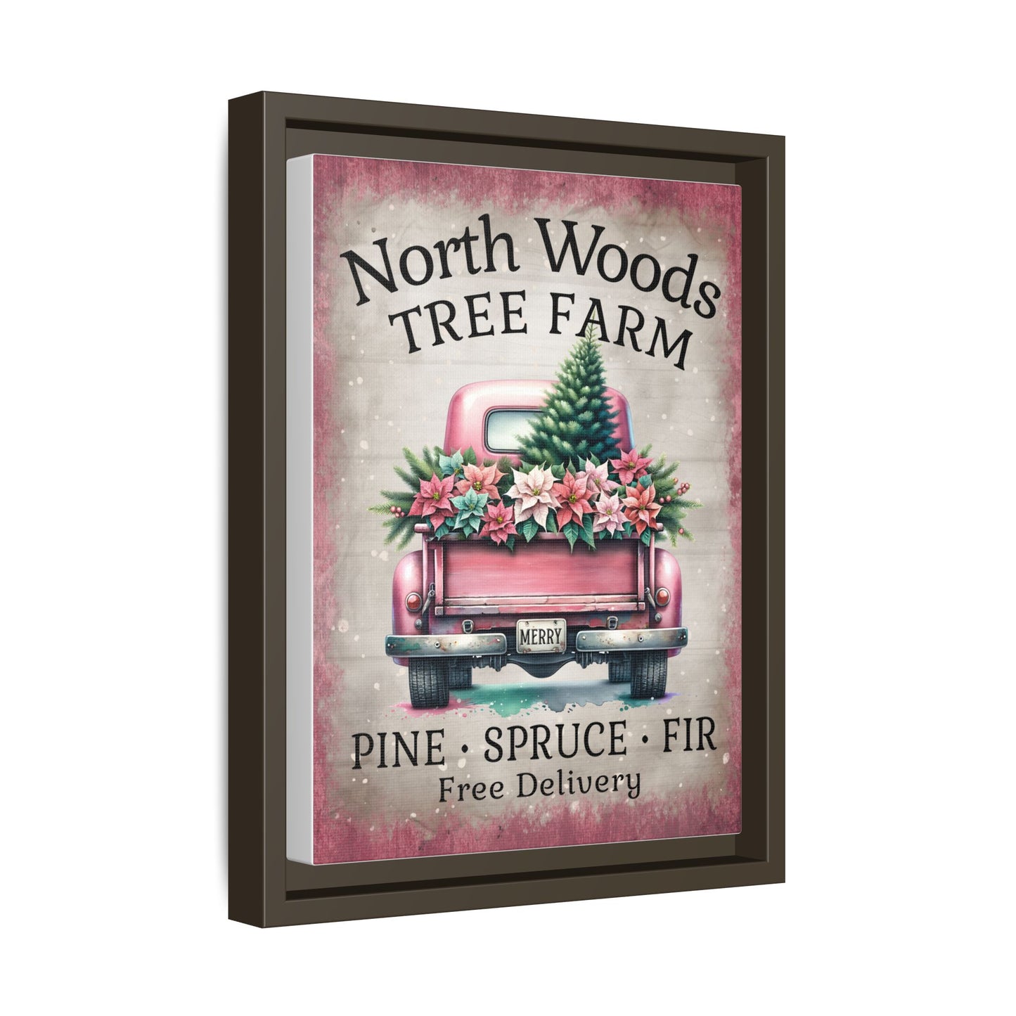 North Woods Tree Farm Matte Canvas, Framed (Multi-color)