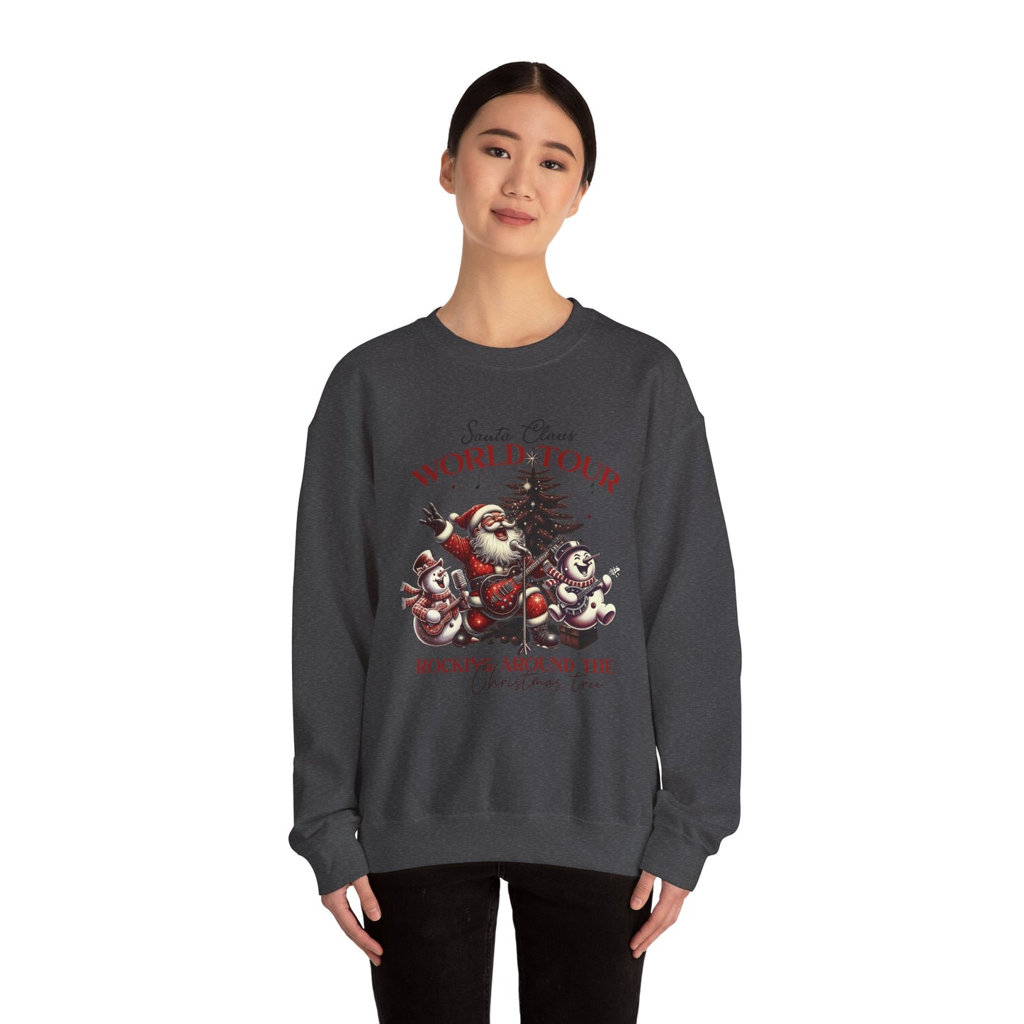 Santa Rocking Around the Christmas Tree Unisex Heavy Blend™ Crewneck Sweatshirt - Size S - 5X