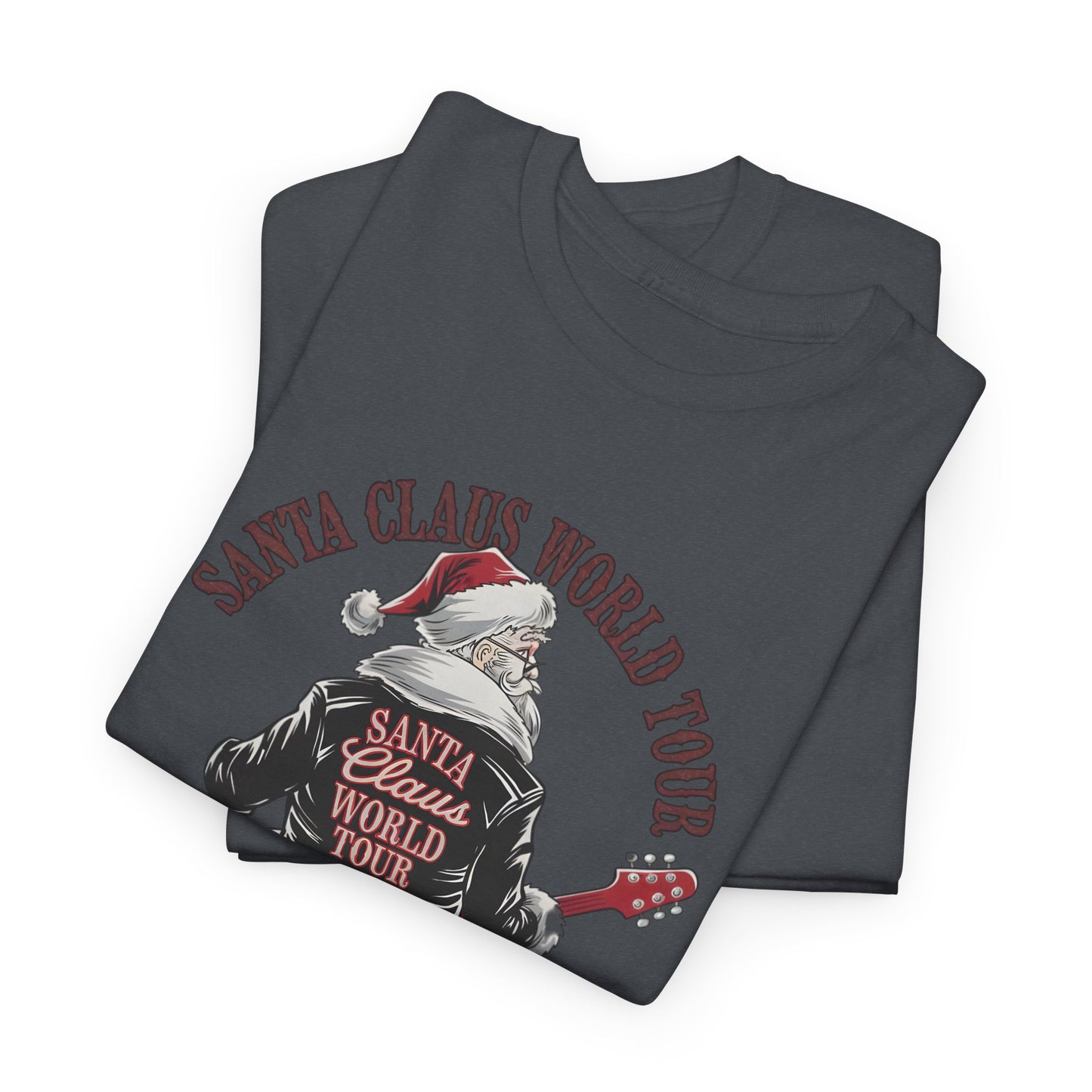 Santa Claus World Tour Unisex Heavy Cotton Tee - sizes S - 3X - Rocking around the Christmas Tree