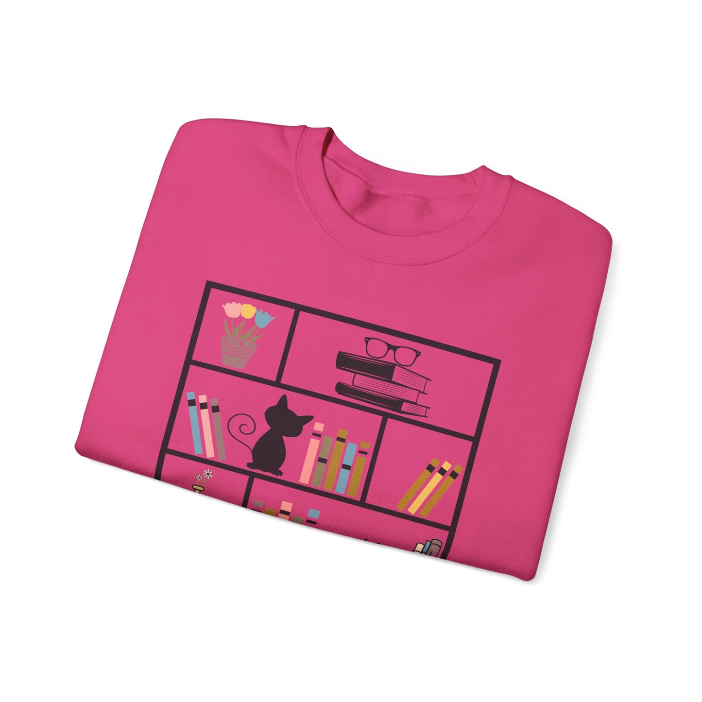 Unisex Heavy Blend™ Crewneck Sweatshirt - cute bookshelf with cat - sizes S - 3X