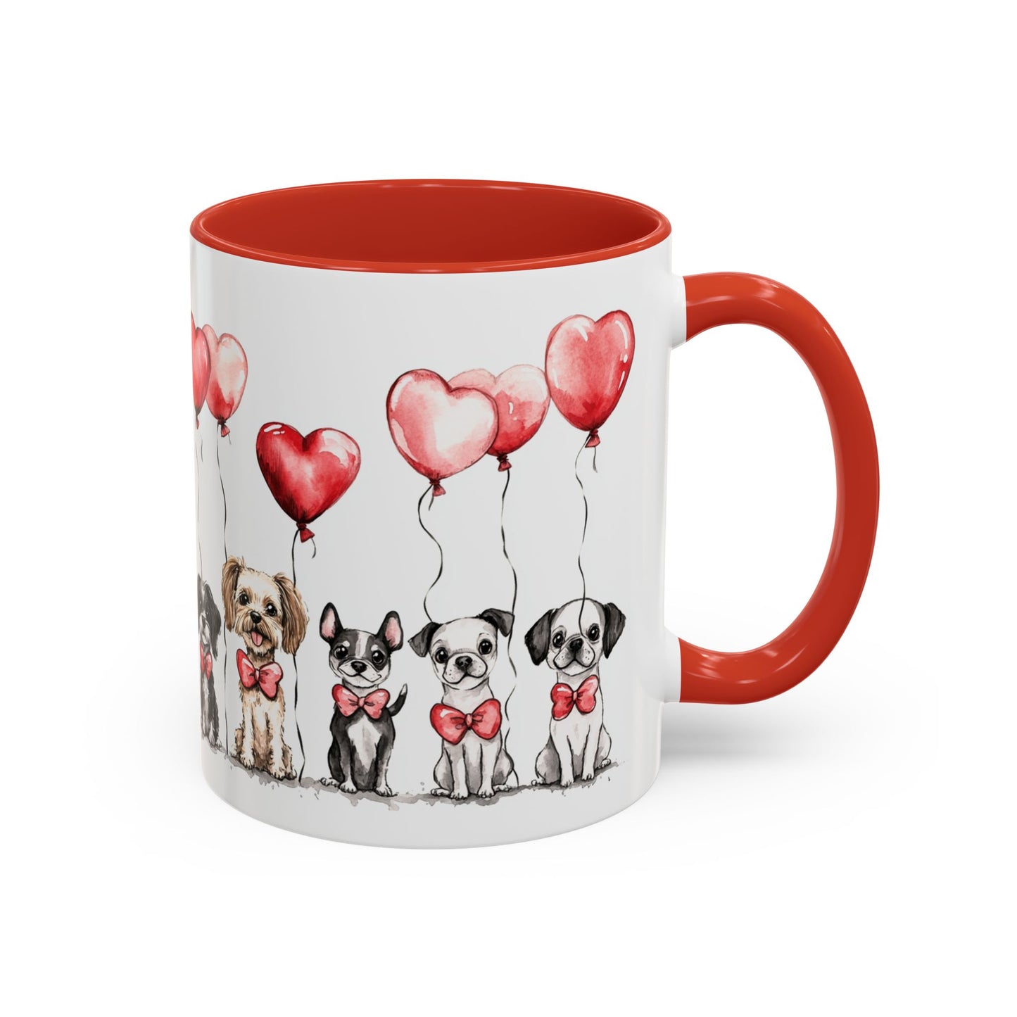 Coffee Mug - Puppy Love Valentine's Day, Cute Dogs and Heart Balloons, 11oz and 15oz, Ceramic
