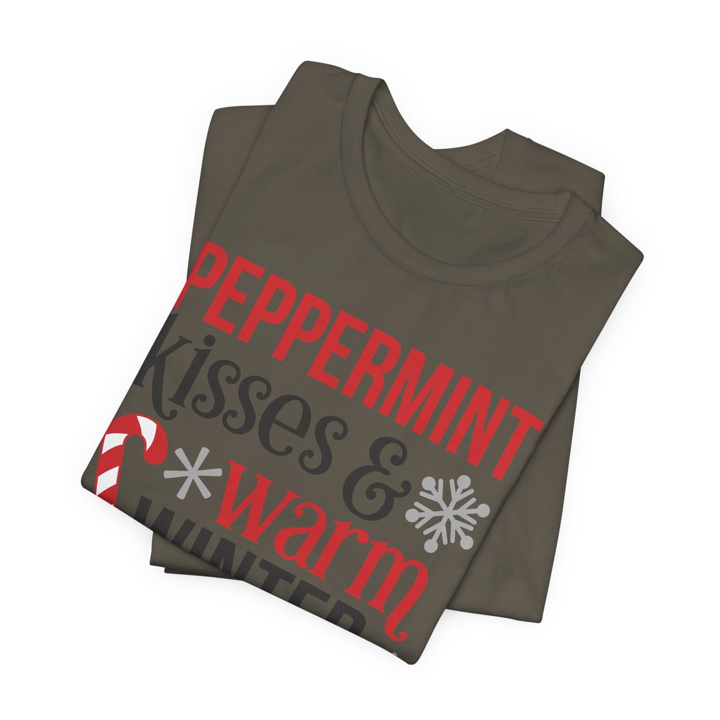 Peppermint Kisses and Warm Winter wishes Unisex Jersey Short Sleeve T-shirt - sizes S - 3X