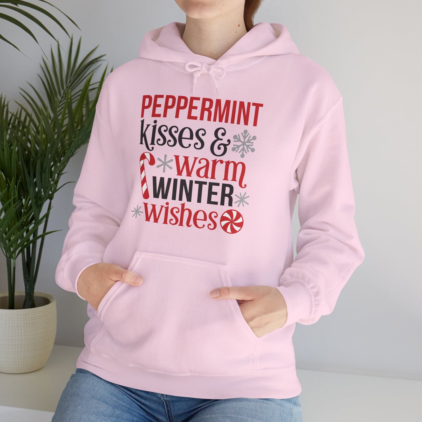 Peppermint Kisses and Warm Winter Wishes Unisex Heavy Blend™ Hooded Sweatshirt - sizes S - 3X