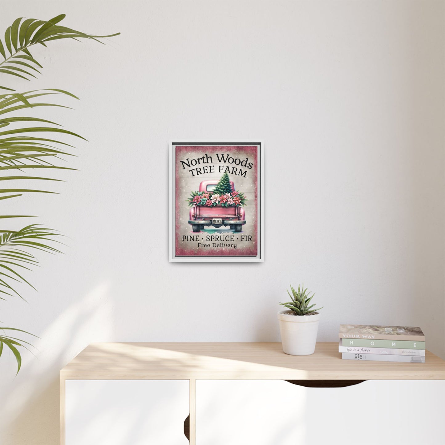 North Woods Tree Farm Matte Canvas, Framed (Multi-color)