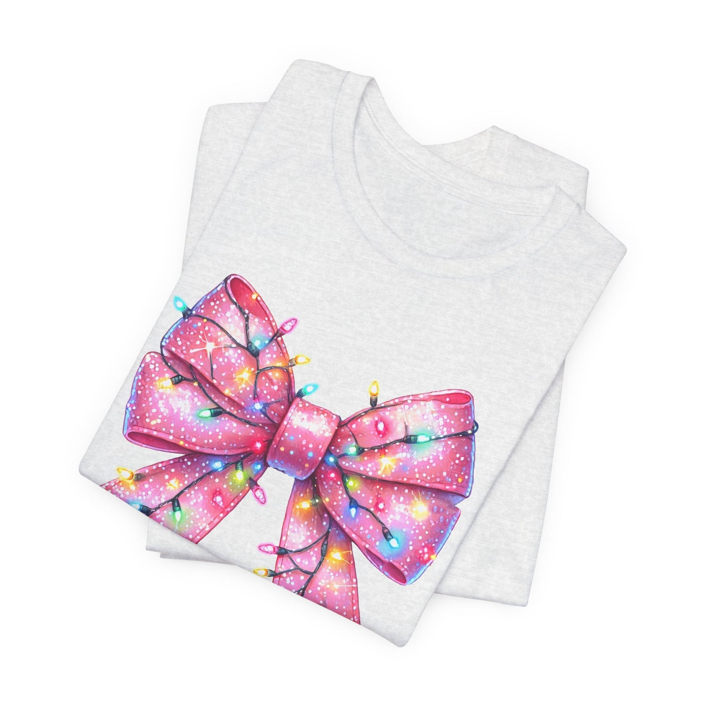 Pink Christmas Bow Unisex Jersey Short Sleeve Tee - sizes S - 3X