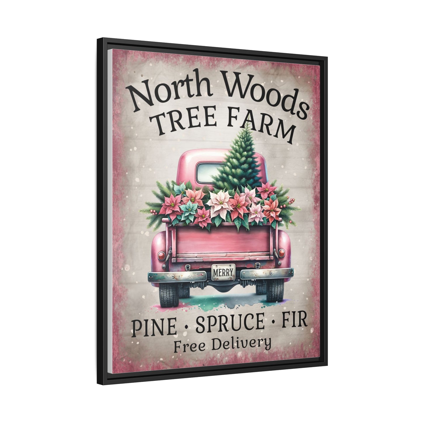 North Woods Tree Farm Matte Canvas, Framed (Multi-color)