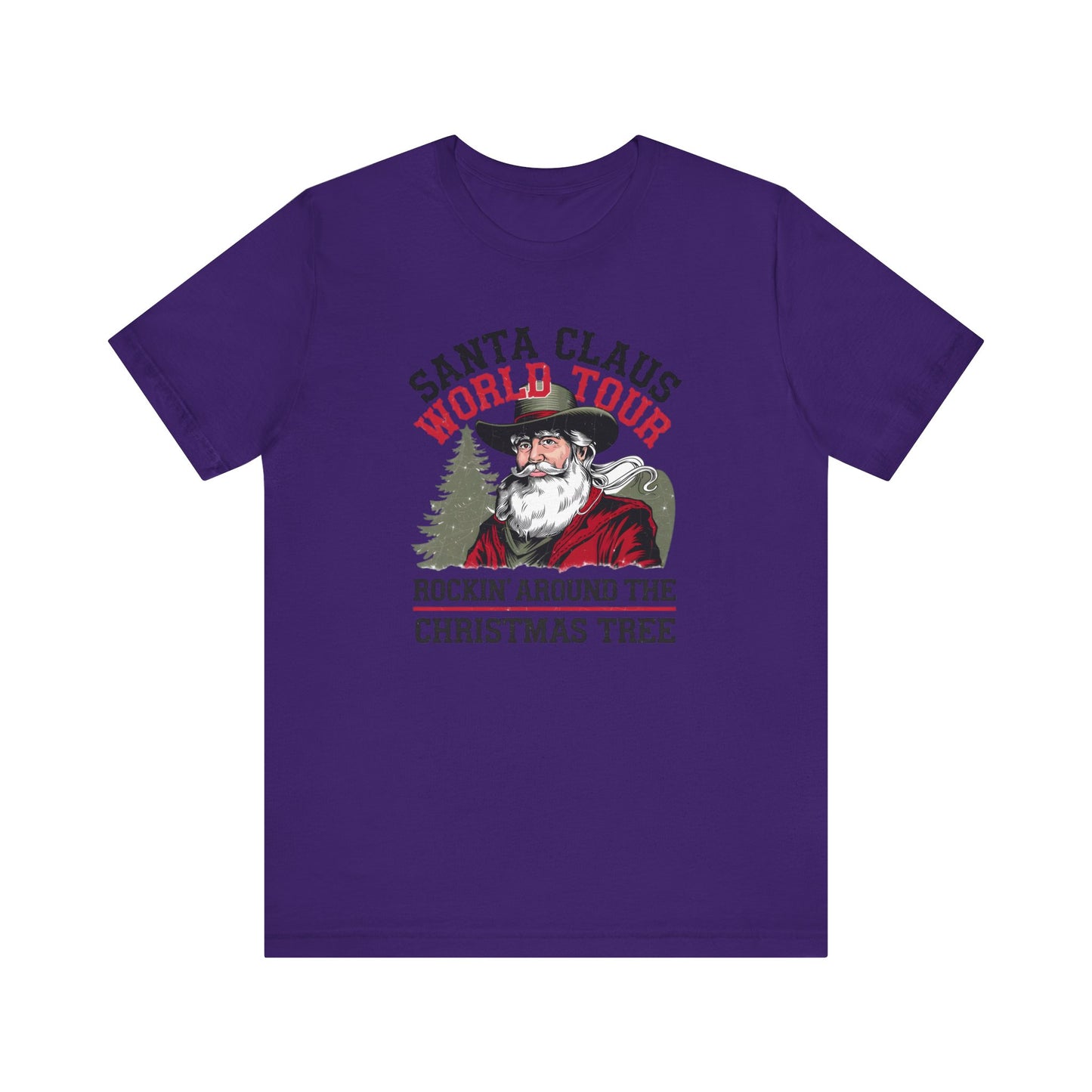 Santa Claus World tour Unisex Jersey Short Sleeve Tee - sizes S - 3X - Rocking around the Christmas Tree
