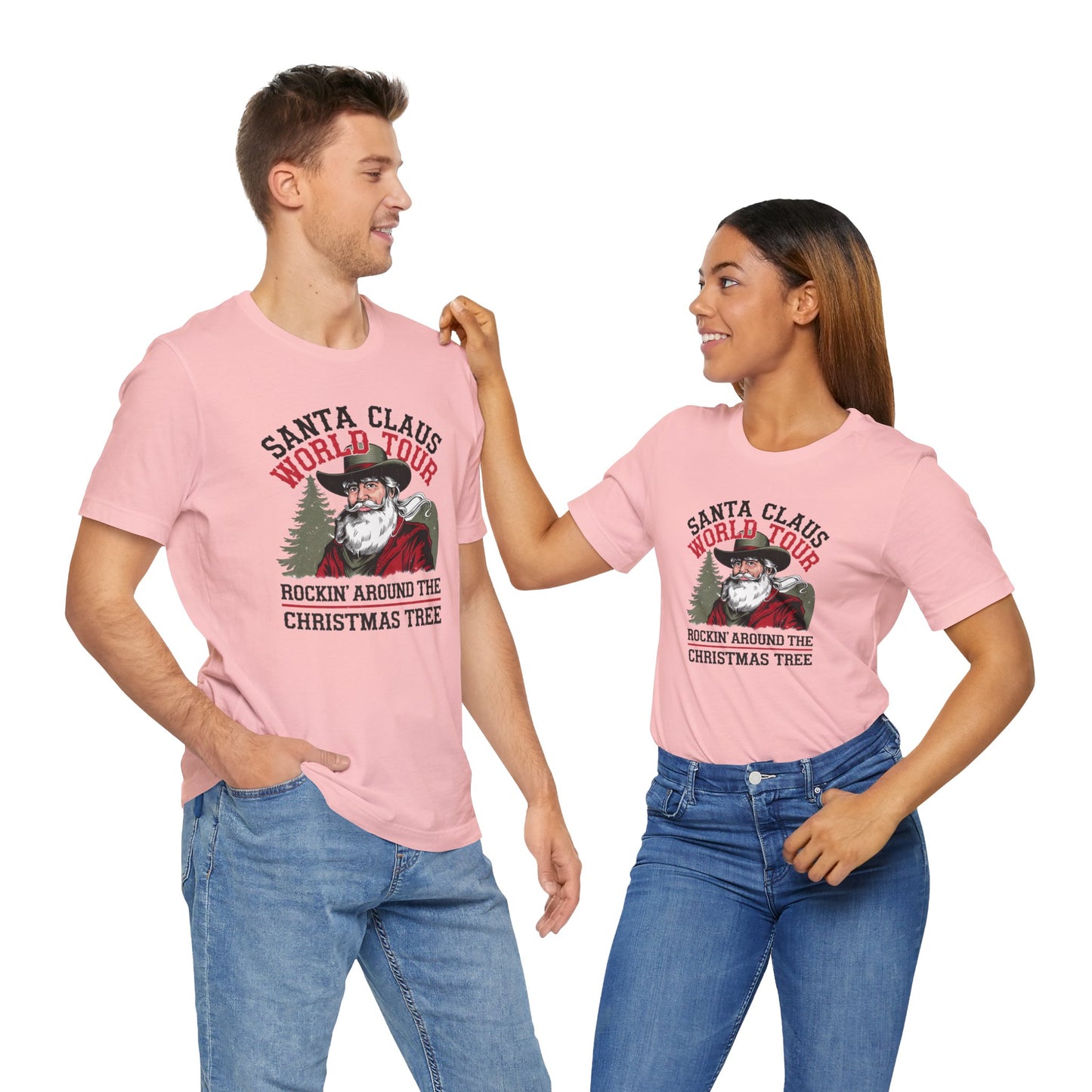 Santa's World Tour Rocking around the Christmas Tree Unisex Jersey Short Sleeve Tee - sizes S - 3X